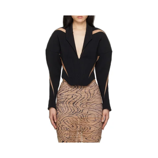 Sheer-Mesh Spiral Illusion Jacket