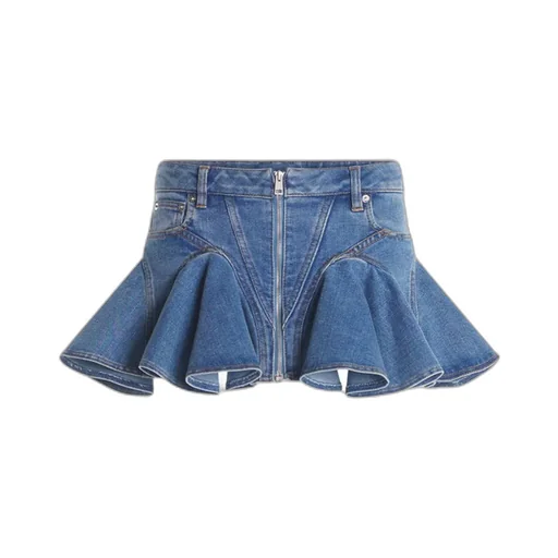 Ruffled Denim Miniskirt