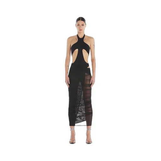 One-Shoulder Semi-Sheered Dress