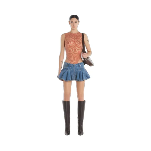 Ruffled Denim Miniskirt