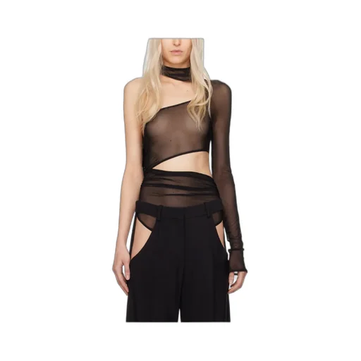 Asymmetric Tulle Bodysuit