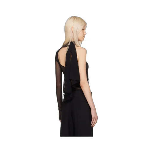 Asymmetric Tulle Bodysuit