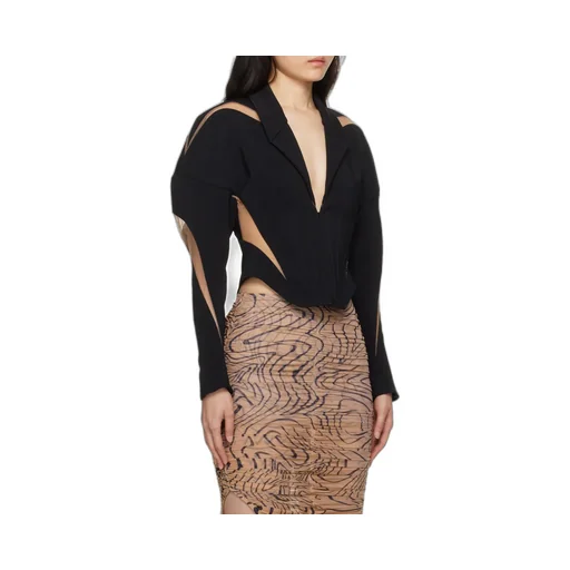 Sheer-Mesh Spiral Illusion Jacket