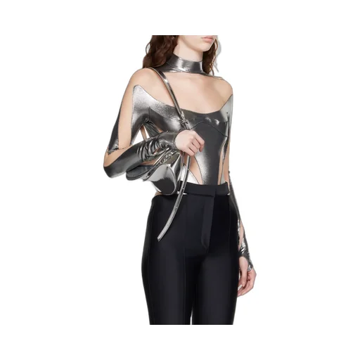 Sheer-Panelled Metallic Bodysuit
