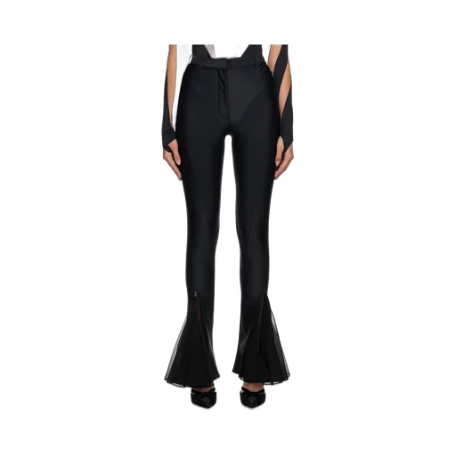 Mid-Rise Mesh Flared Trousers