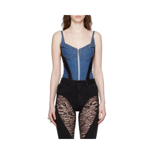Corset-Style Denim Bodysuit