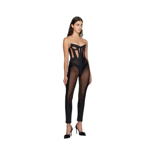 Sheer-Panel Flared Trousers
