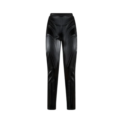 Stripe-Embossed High-Waisted Leggings