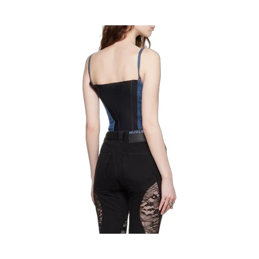 Corset-Style Denim Bodysuit