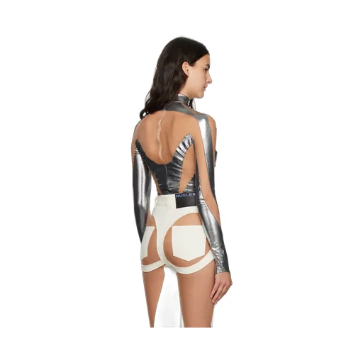 Sheer-Panelled Metallic Bodysuit