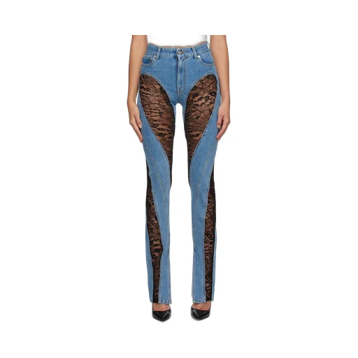 Lace-Panel Skinny Jeans