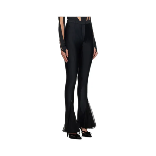 Mid-Rise Mesh Flared Trousers