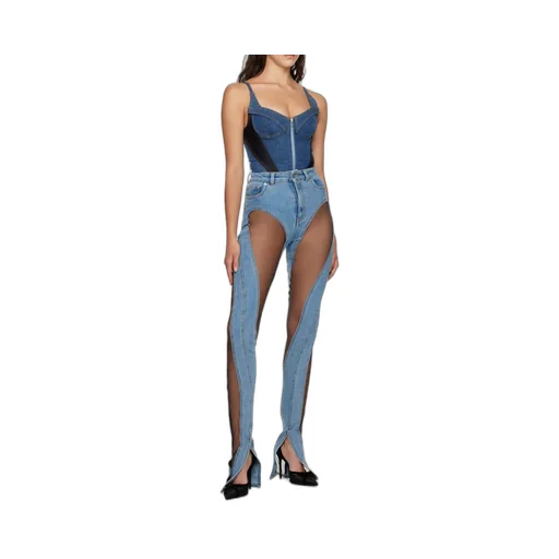 Corset-Style Denim Bodysuit