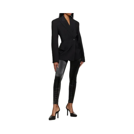 Stripe-Embossed High-Waisted Leggings