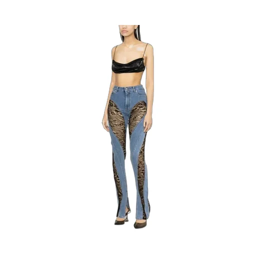 Lace-Panel Skinny Jeans