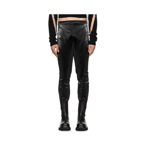 Stripe-Embossed High-Waisted Leggings