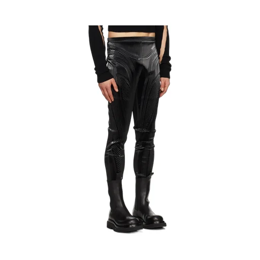 Stripe-Embossed High-Waisted Leggings