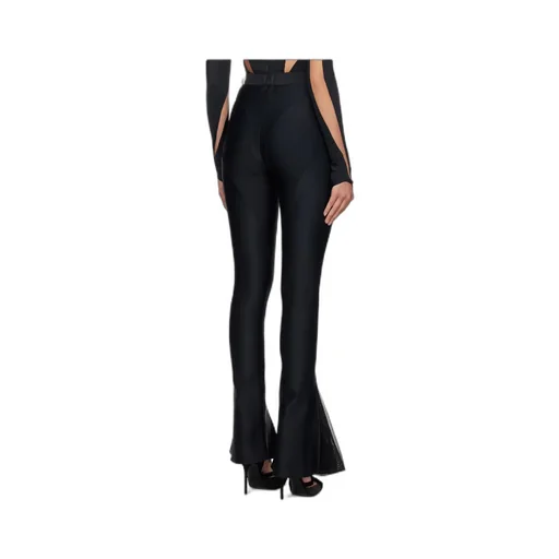 Mid-Rise Mesh Flared Trousers