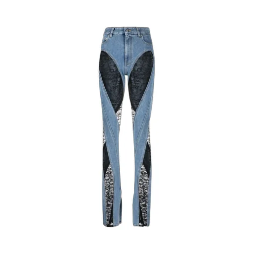 Lace-Panel Skinny Jeans