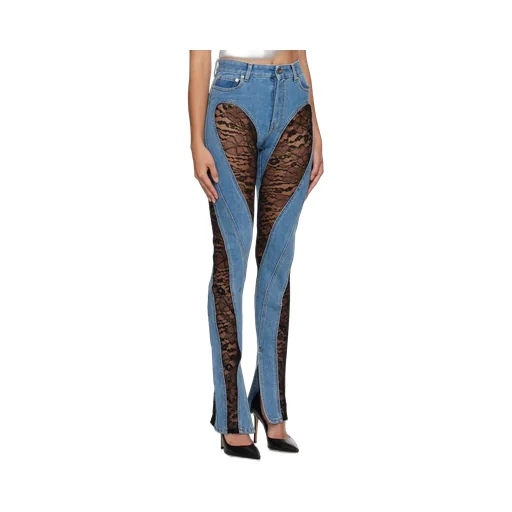 Lace-Panel Skinny Jeans