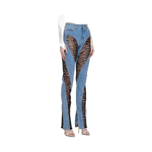 Lace-Panel Skinny Jeans