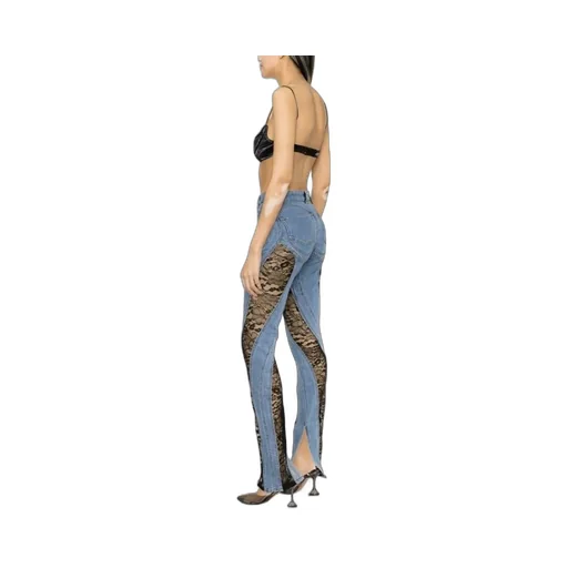 Lace-Panel Skinny Jeans