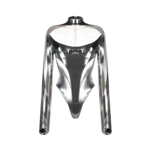 Sheer-Panelled Metallic Bodysuit
