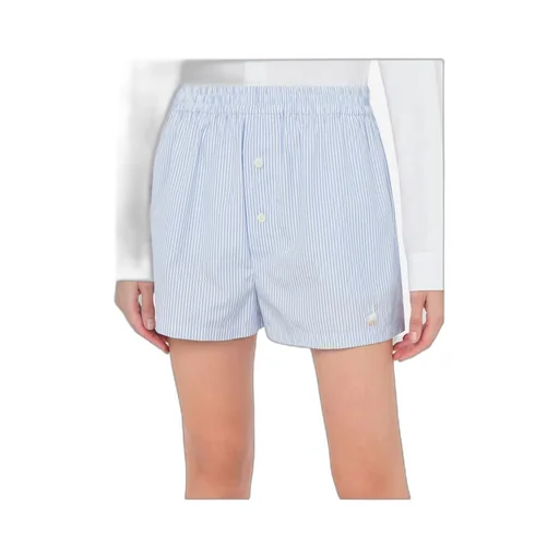 Logo Embroidered Pinstriped Shorts