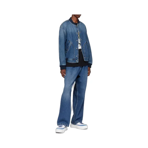 Button-Up Denim Bomber Jacket