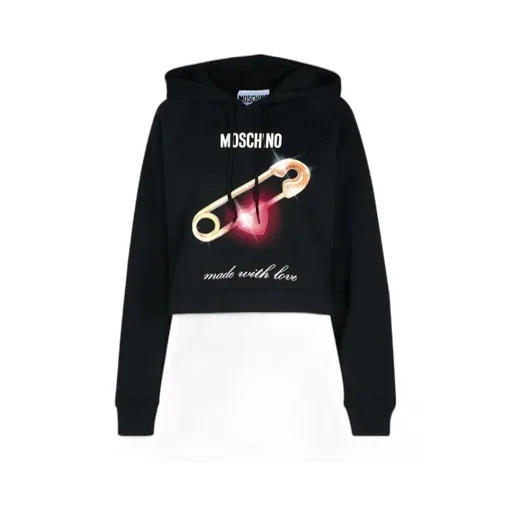 Heart-Printed Drawstring Cropped Hoodie