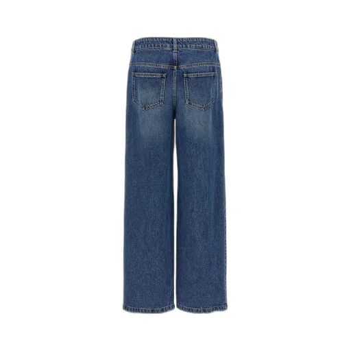 Teddy Bear Button Wide-Leg Jeans