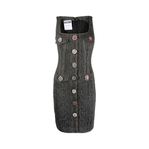 Gem-Embellished Crinkled Minidress