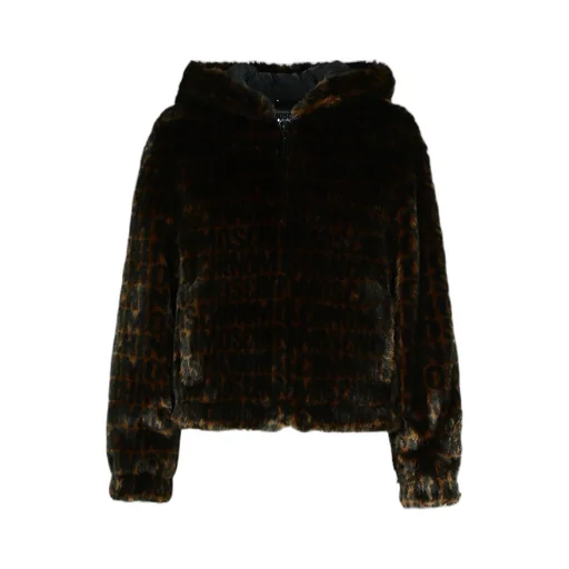 Zip-Up Faux Fur Hooded Coat