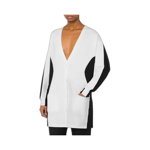 Two-Toned V-Neck Knitted Cardigan