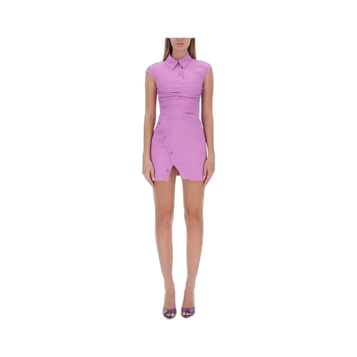 Ruched-Bodice Polo Minidress