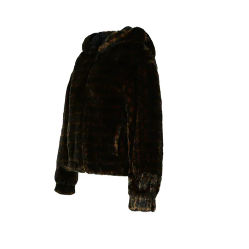 Zip-Up Faux Fur Hooded Coat
