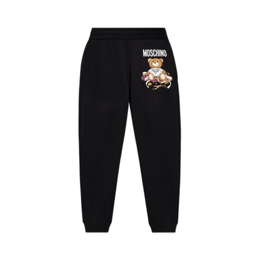 Teddy Bear-Print Cotton Track Pants