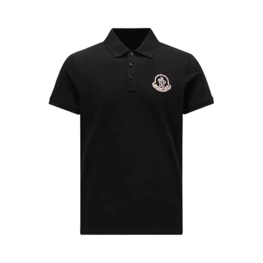 Logo Embroidered Ribbed Collar Polo Shirt