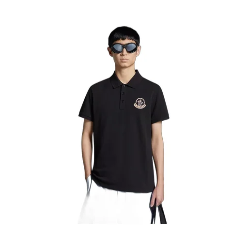 Logo Embroidered Ribbed Collar Polo Shirt