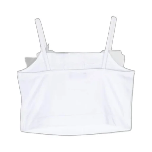 Cotton Tank Top With Tulle Trim