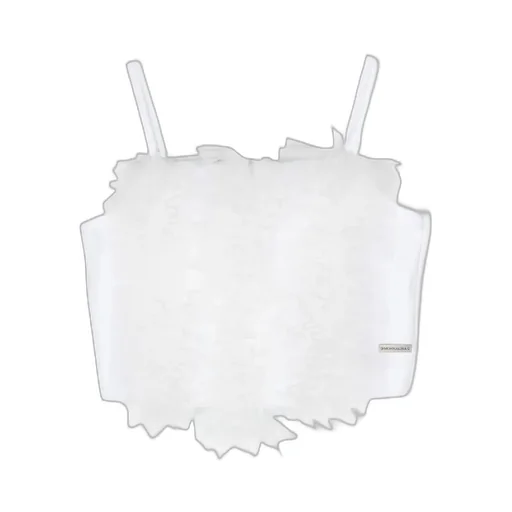 Cotton Tank Top With Tulle Trim