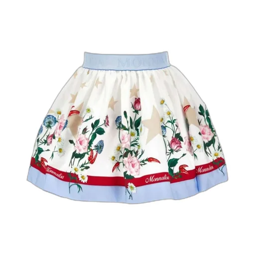 Floral-Printed Logo Waistband Flared Skirt