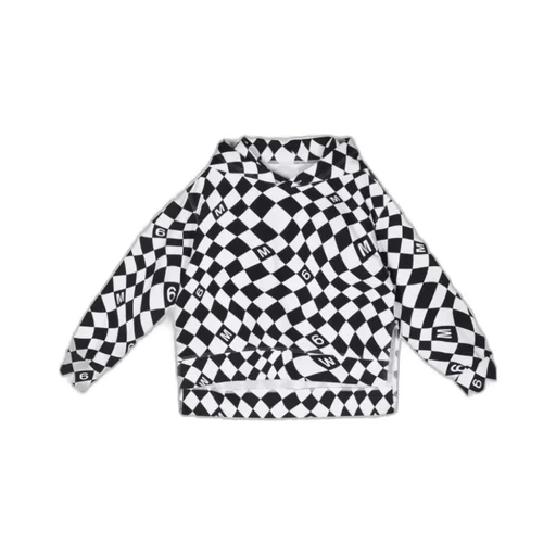 Checked Long-Sleeved Hoodie