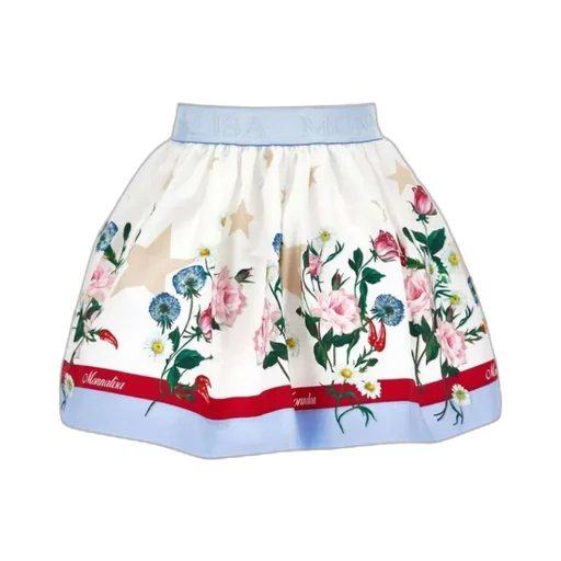 Floral-Printed Logo Waistband Flared Skirt