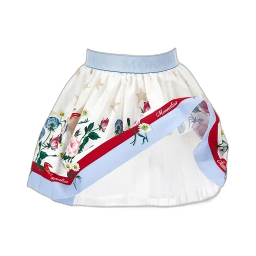 Floral-Printed Logo Waistband Flared Skirt