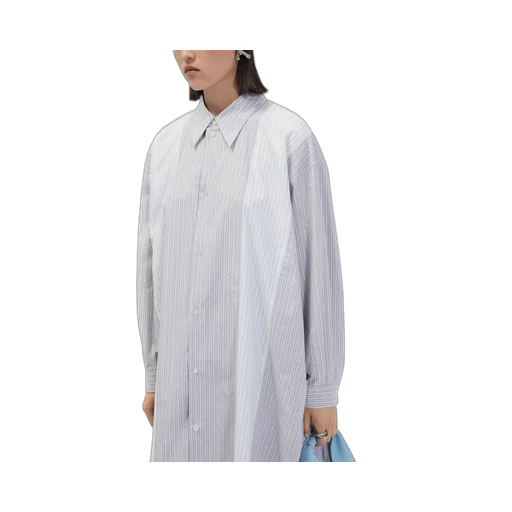 Panelled Pinstripe Buttoned Shirt Dress