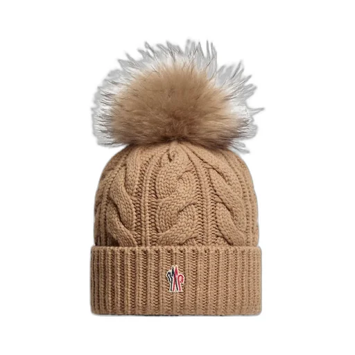 Pompon Braided Beanie