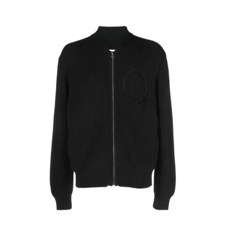 Distressed Zipped Knitted Cardigan