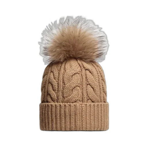 Pompon Braided Beanie
