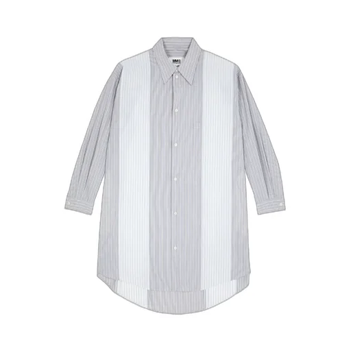 Panelled Pinstripe Buttoned Shirt Dress